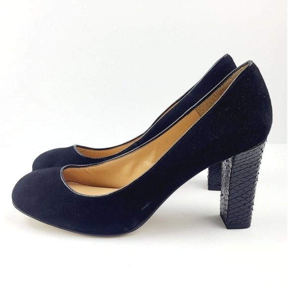 Talbot Suede Round Toe Snake Skin Heels - Size 8 - Picture 5 of 7